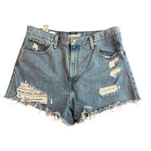 Levi High Waisted Mom Distressed Denim Jean Shorts Size 34